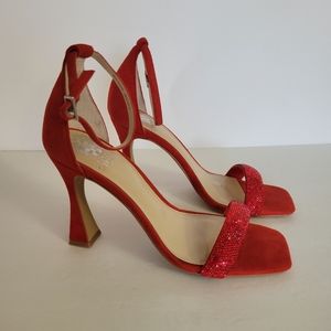 Vince Camuto Relasha Cherry Berry High Heel Suede Embellished Dress Sandal 8M
